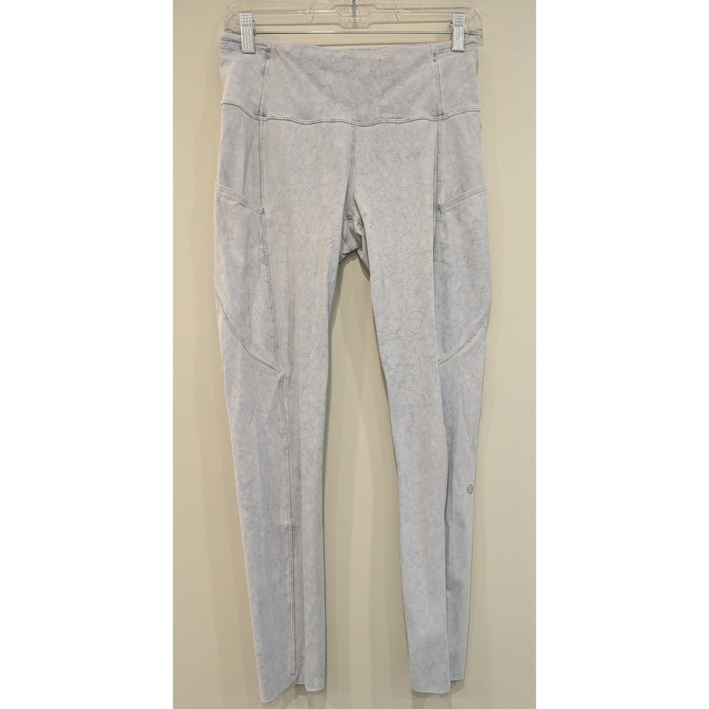 Lululemon Fast And Free Tight 25" *Nulux In City Grit White Blue Fog Size 8